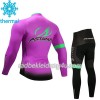 Set Langarmtrikot + Radhose Lange 2017 Astana Pro Team Kinder Winter Thermal Fleece N003